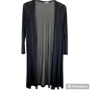 BelleLovin black mesh sheer open front beach cover up or kimono robe layering